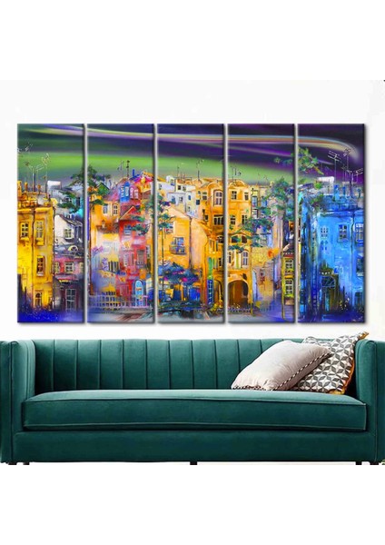 Sokak Silüeti Tablosu, Şehir Manzarası Yağlıboya Kanvas, Manzara Posteri indirimleri