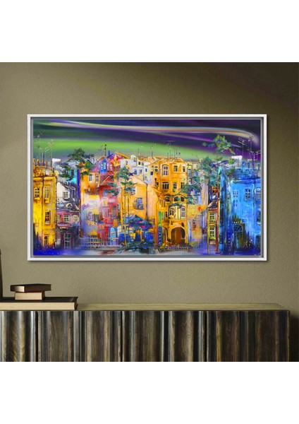 Sokak Silüeti Tablosu, Şehir Manzarası Yağlıboya Kanvas, Manzara Posteri