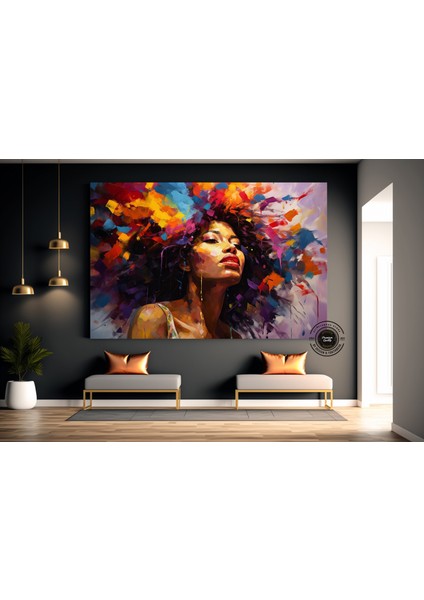 Afrika-Amerikan Sanatı Büyük Kanvas – Siyah Kadın Portresi; Soyut Afrika Kadın Baskısı; Renkli Soyut fiyatları