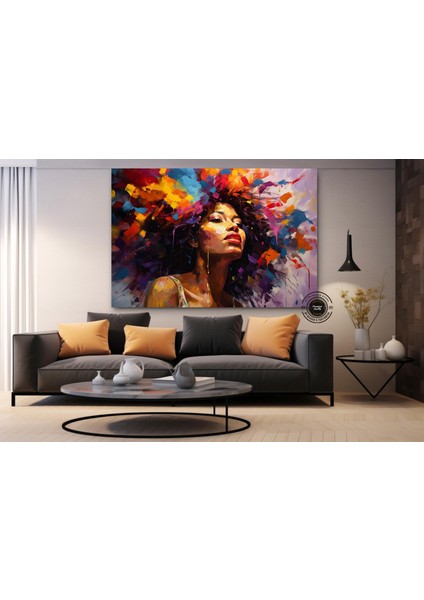 Afrika-Amerikan Sanatı Büyük Kanvas – Siyah Kadın Portresi; Soyut Afrika Kadın Baskısı; Renkli Soyut modelleri