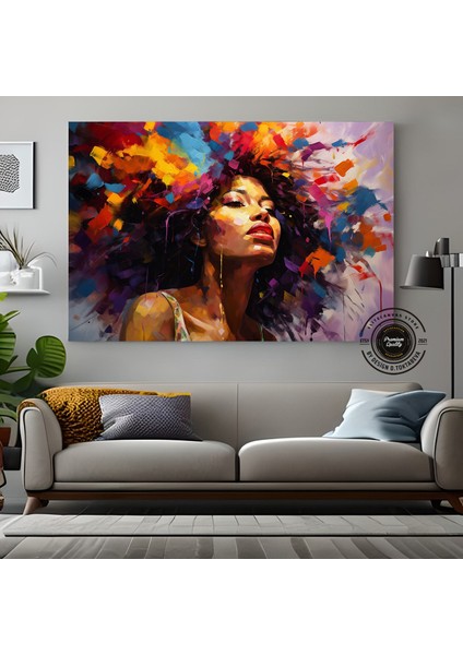 Afrika-Amerikan Sanatı Büyük Kanvas – Siyah Kadın Portresi; Soyut Afrika Kadın Baskısı; Renkli Soyut fırsatları
