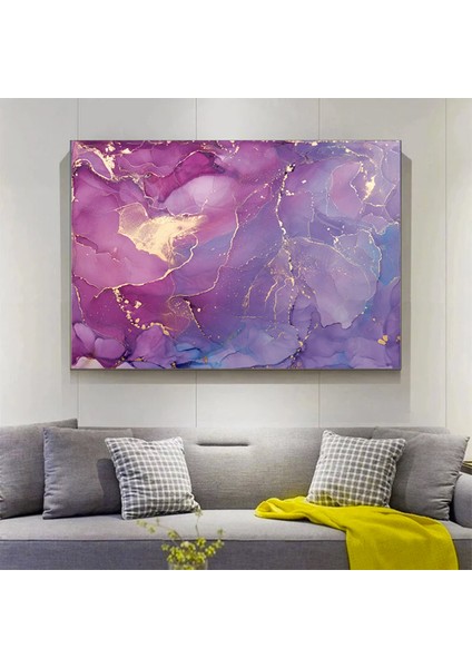 Pembe ve Altın Mermer Soyut Sanat – Oturma Odası Için Modern Kanvas Duvar Dekoru modelleri