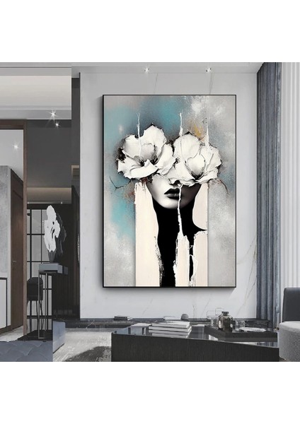 Kadın Soyut Sanatı, Altın Fırça Darbeleri ile Modern Poster Dekoru, Kadın Duvar Kanvas Sanatı