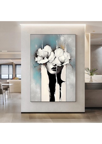 Kadın Soyut Sanatı, Altın Fırça Darbeleri ile Modern Poster Dekoru, Kadın Duvar Kanvas Sanatı fiyatları