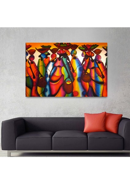 Afrikalı Kadın Renkli Soyut Poster / Kanvas Duvar Dekoru / Asılmaya Hazır fırsatları