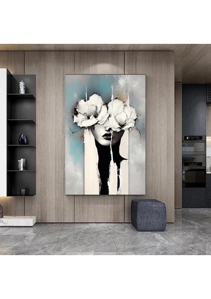 Kadın Soyut Sanatı, Altın Fırça Darbeleri ile Modern Poster Dekoru, Kadın Duvar Kanvas Sanatı indirimleri