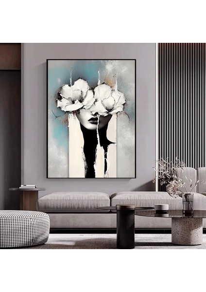 Kadın Soyut Sanatı, Altın Fırça Darbeleri ile Modern Poster Dekoru, Kadın Duvar Kanvas Sanatı modelleri