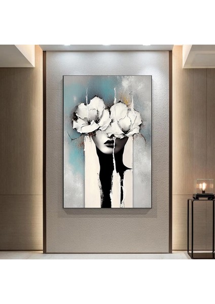 Kadın Soyut Sanatı, Altın Fırça Darbeleri ile Modern Poster Dekoru, Kadın Duvar Kanvas Sanatı