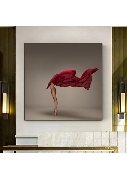 Kırmızı Balerin Kanvas Tablo – Figüratif Dansçı Poster – Klasik Bale ve Modern Dans