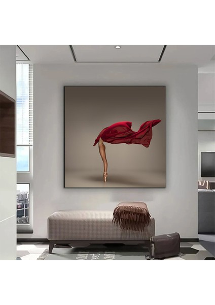 Kırmızı Balerin Kanvas Tablo – Figüratif Dansçı Poster – Klasik Bale ve Modern Dans fiyatları