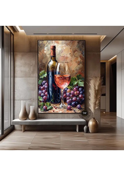 Şarap Şişesi ve Kadehi Temalı Kanvas, Kırmızı Şarap Duvar Sanatı, Asılmaya Hazır fiyatları