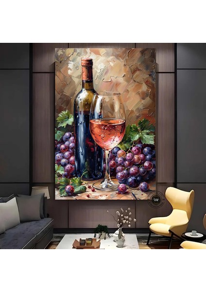 Şarap Şişesi ve Kadehi Temalı Kanvas, Kırmızı Şarap Duvar Sanatı, Asılmaya Hazır fırsatları