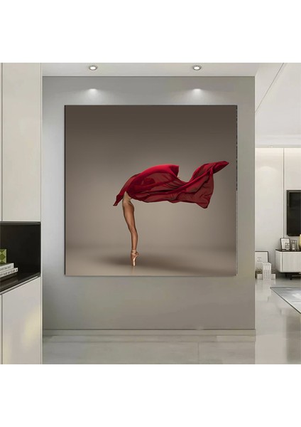 Kırmızı Balerin Kanvas Tablo – Figüratif Dansçı Poster – Klasik Bale ve Modern Dans