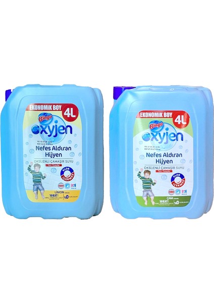 Oksijenli Çamaşır Suyu 4 Lt Çam ve Limon 2 Li