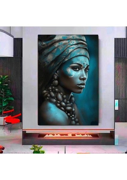 Modern Afrikalı Kadın Kanvas Tablosu; Oturma Odası Dekoru; Etnik Kadın Sanatı