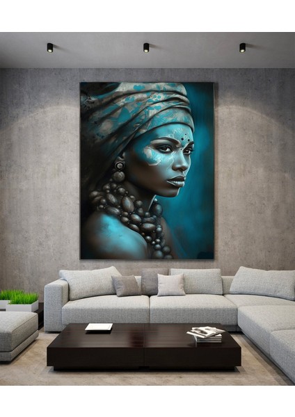 Modern Afrikalı Kadın Kanvas Tablosu; Oturma Odası Dekoru; Etnik Kadın Sanatı modelleri