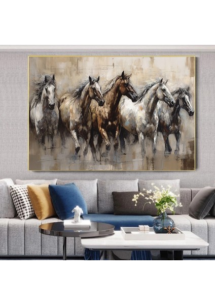 At Duvar Sanatı, Yağmurda Koşan Atlar, Yaratıcı Duvar Sanatı, Yaban Hayvanları Tablosu