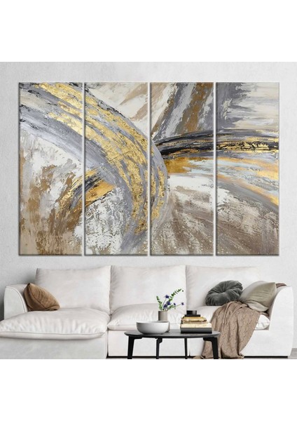 Büyük Boy Altın Gri Yağlıboya Kanvas Tablo, El Yapımı Minimalist Modern Sanat, Baba Için Hediye modelleri