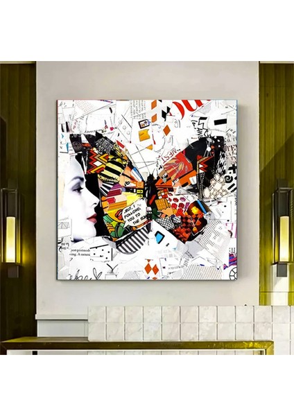 Kelebek Kanvas Dekorları, Banksy Tarzı Graffiti Kanvas, Sokak Sanatı Baskısı