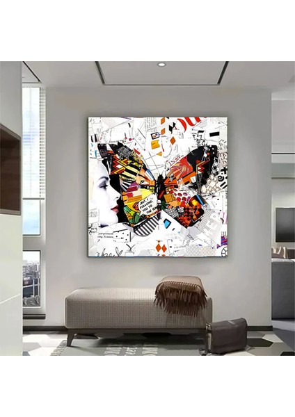 Kelebek Kanvas Dekorları, Banksy Tarzı Graffiti Kanvas, Sokak Sanatı Baskısı fiyatları