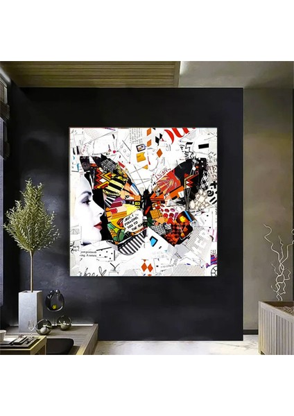 Kelebek Kanvas Dekorları, Banksy Tarzı Graffiti Kanvas, Sokak Sanatı Baskısı fırsatları