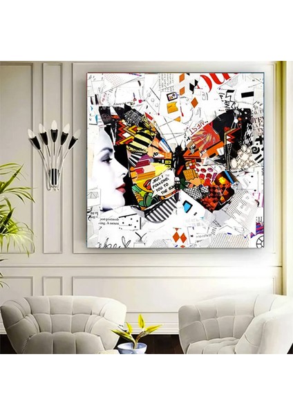 Kelebek Kanvas Dekorları, Banksy Tarzı Graffiti Kanvas, Sokak Sanatı Baskısı indirimleri