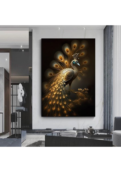 Modern Sanat Tavuskuşu – Lüks Dijital Baskı Sanatı; Tavuskuşu Kanvas Tablosu