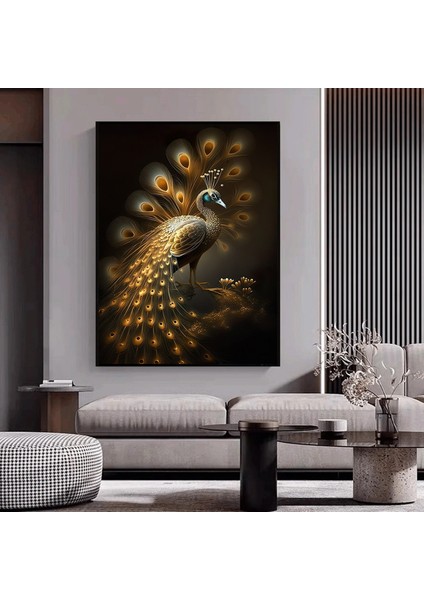 Modern Sanat Tavuskuşu – Lüks Dijital Baskı Sanatı; Tavuskuşu Kanvas Tablosu modelleri