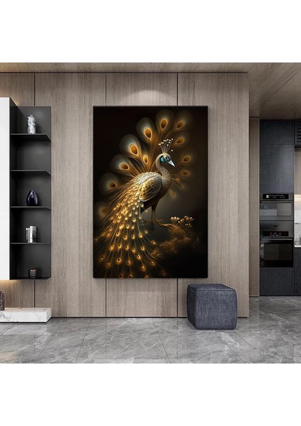 Modern Sanat Tavuskuşu – Lüks Dijital Baskı Sanatı; Tavuskuşu Kanvas Tablosu indirimleri