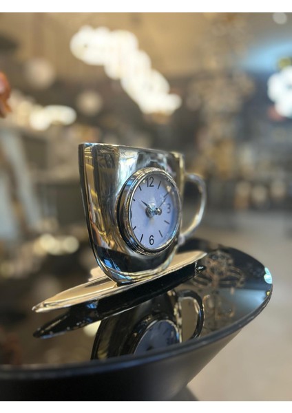Masa Saati Evdema Vitale Metal Sılver Fincan Saat 5*24*13 cm AK.IV0297