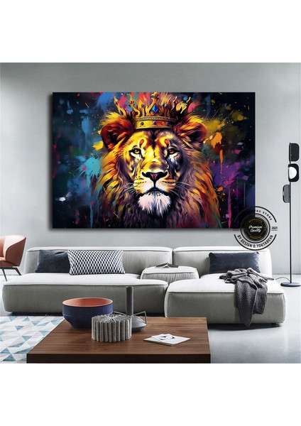Graffiti Aslan Kanvas Baskısı; Renkli Kanvas Resimler; Ev Duvar Dekoru; Kral Aslan Duvar Sanatı; Soy modelleri