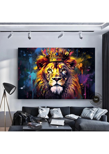 Graffiti Aslan Kanvas Baskısı; Renkli Kanvas Resimler; Ev Duvar Dekoru; Kral Aslan Duvar Sanatı; Soy fırsatları
