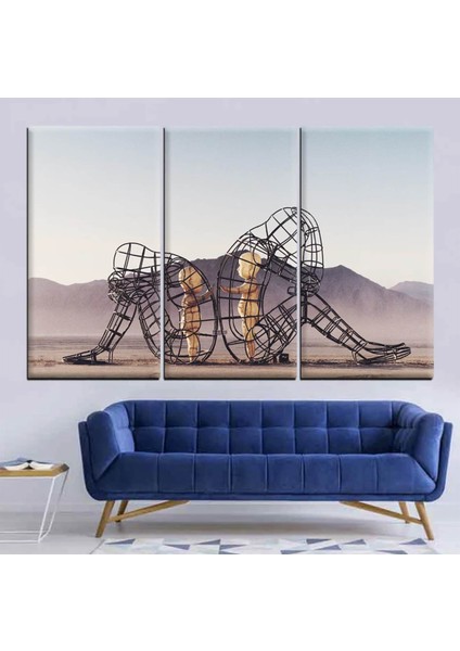 Iç Çocuk Parlayan Heykel Temalı Modern Sanat, Burning Man Figürlü Duvar Kanvası fiyatları