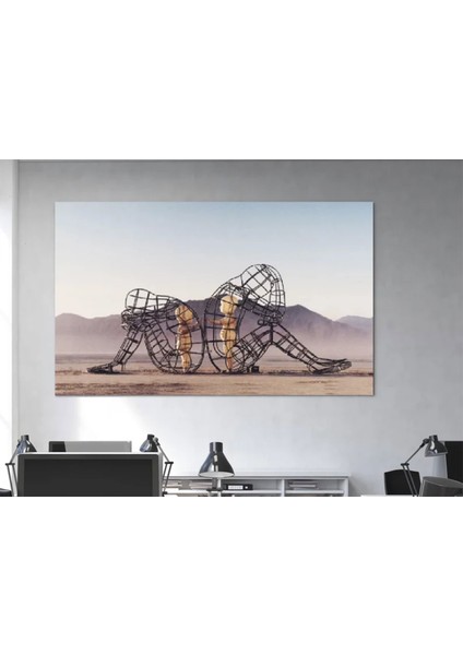 Iç Çocuk Parlayan Heykel Temalı Modern Sanat, Burning Man Figürlü Duvar Kanvası modelleri