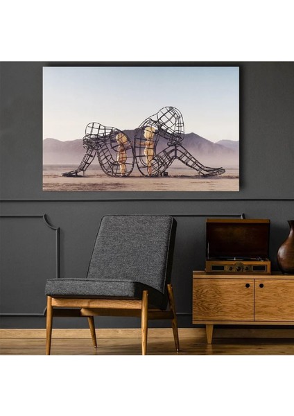 Iç Çocuk Parlayan Heykel Temalı Modern Sanat, Burning Man Figürlü Duvar Kanvası fırsatları