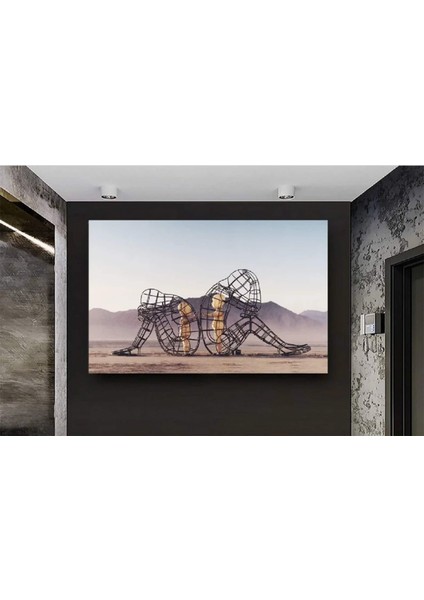 Iç Çocuk Parlayan Heykel Temalı Modern Sanat, Burning Man Figürlü Duvar Kanvası indirimleri