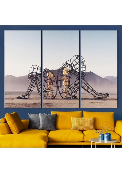 Iç Çocuk Parlayan Heykel Temalı Modern Sanat, Burning Man Figürlü Duvar Kanvası