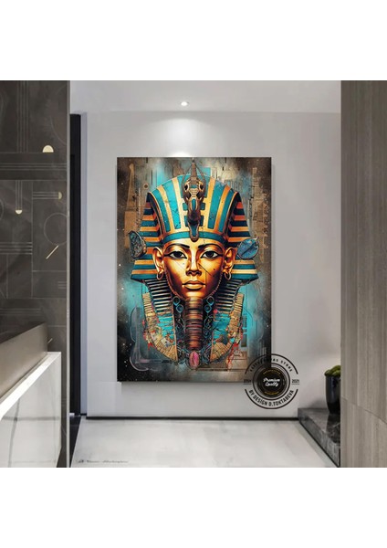Tutankhamun Soyut Kanvas Baskı; Firavun Teması; Mısır Dekoru; Antik Mısır Sanatı; Dijital Baskı; Ev fiyatları