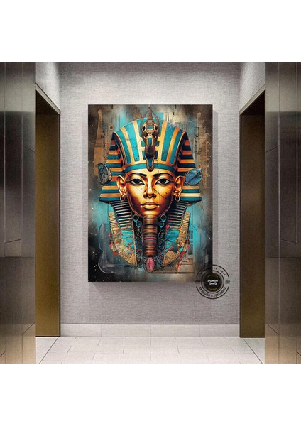Tutankhamun Soyut Kanvas Baskı; Firavun Teması; Mısır Dekoru; Antik Mısır Sanatı; Dijital Baskı; Ev modelleri