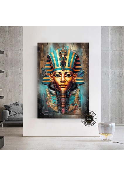 Tutankhamun Soyut Kanvas Baskı; Firavun Teması; Mısır Dekoru; Antik Mısır Sanatı; Dijital Baskı; Ev fırsatları