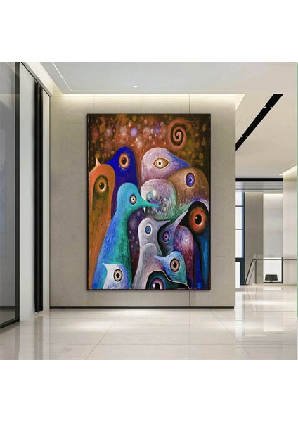 Soyut Çizgi Film Penguen Kanvas Baskıları; Yağlı Boya Baskı; Ev Duvar Sanatı