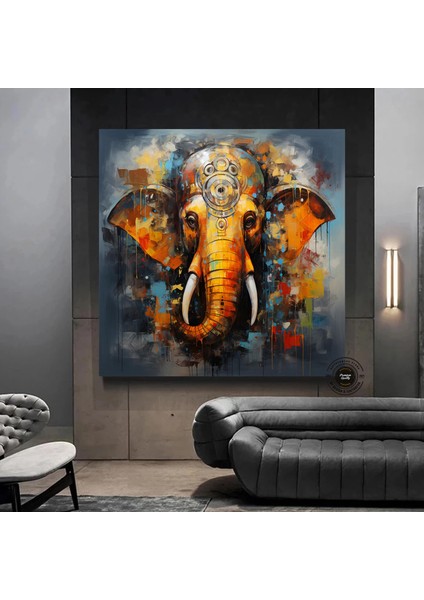 Çok Renkli Ganeşa Soyut Tablo – Büyük Ganpati Kanvas, Hint Ev Dekoru fiyatları