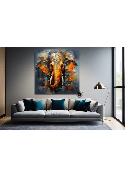 Çok Renkli Ganeşa Soyut Tablo – Büyük Ganpati Kanvas, Hint Ev Dekoru indirimleri