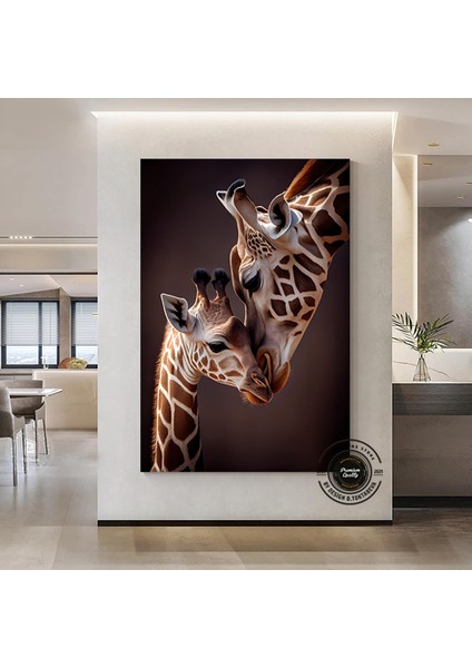 Anne ve Yavru Zürafa Kanvas Duvar Sanatı, Sevimli Hayvan Dekoru, Zürafa Tablosu, Soyut Hayvan Sanatı fırsatları