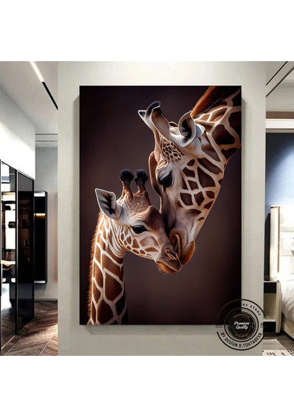 Anne ve Yavru Zürafa Kanvas Duvar Sanatı, Sevimli Hayvan Dekoru, Zürafa Tablosu, Soyut Hayvan Sanatı indirimleri