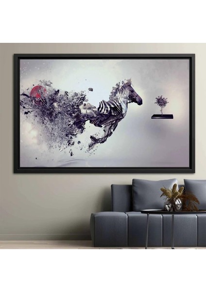Soyut At Tablosu, Zebra ve At Kanvası, Sürrealist Hayvan Sanatı