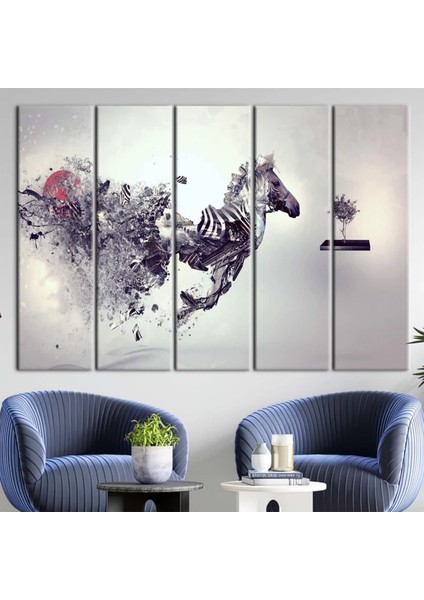 Soyut At Tablosu, Zebra ve At Kanvası, Sürrealist Hayvan Sanatı modelleri