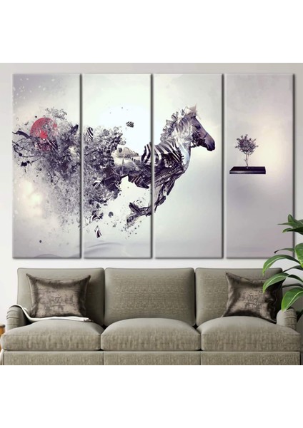 Soyut At Tablosu, Zebra ve At Kanvası, Sürrealist Hayvan Sanatı indirimleri