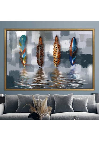 Soyut Tüy Kanvas Tablosu, Yağlıboya Baskı, Modern & Lüks Duvar Sanatı