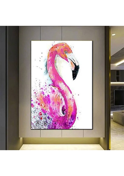Pembe Flamingo Kanvası, Modern Büyük Boy Hayvan Duvar Posteri